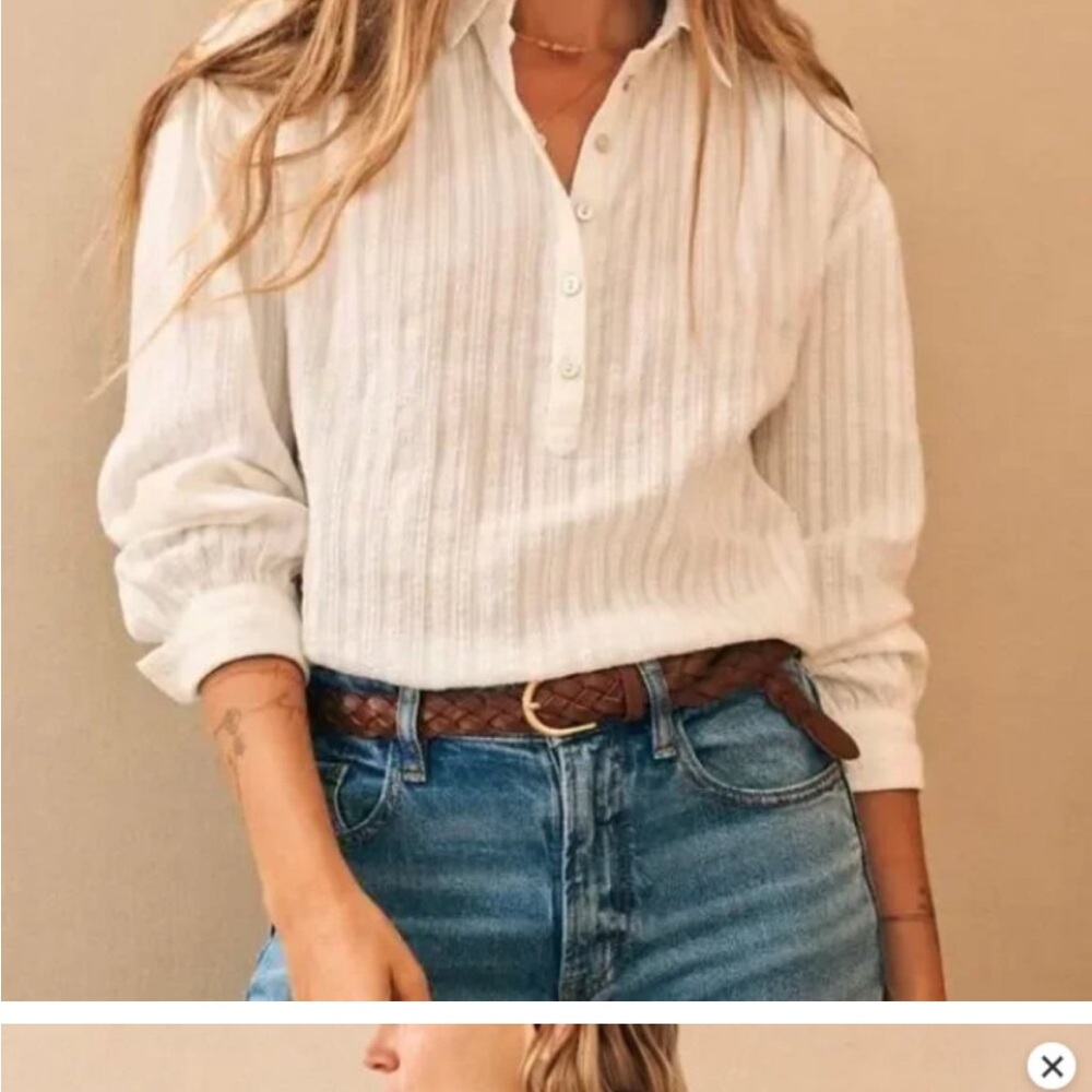 Faherty Olli Long Sleeve Organic Cotton Popover Top